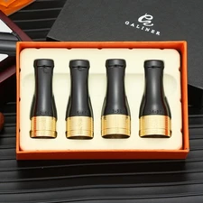 Galiner Pure Copper Resin Cigar Pipe Holder Set 4 Sizes Mouthpiece Gift Box