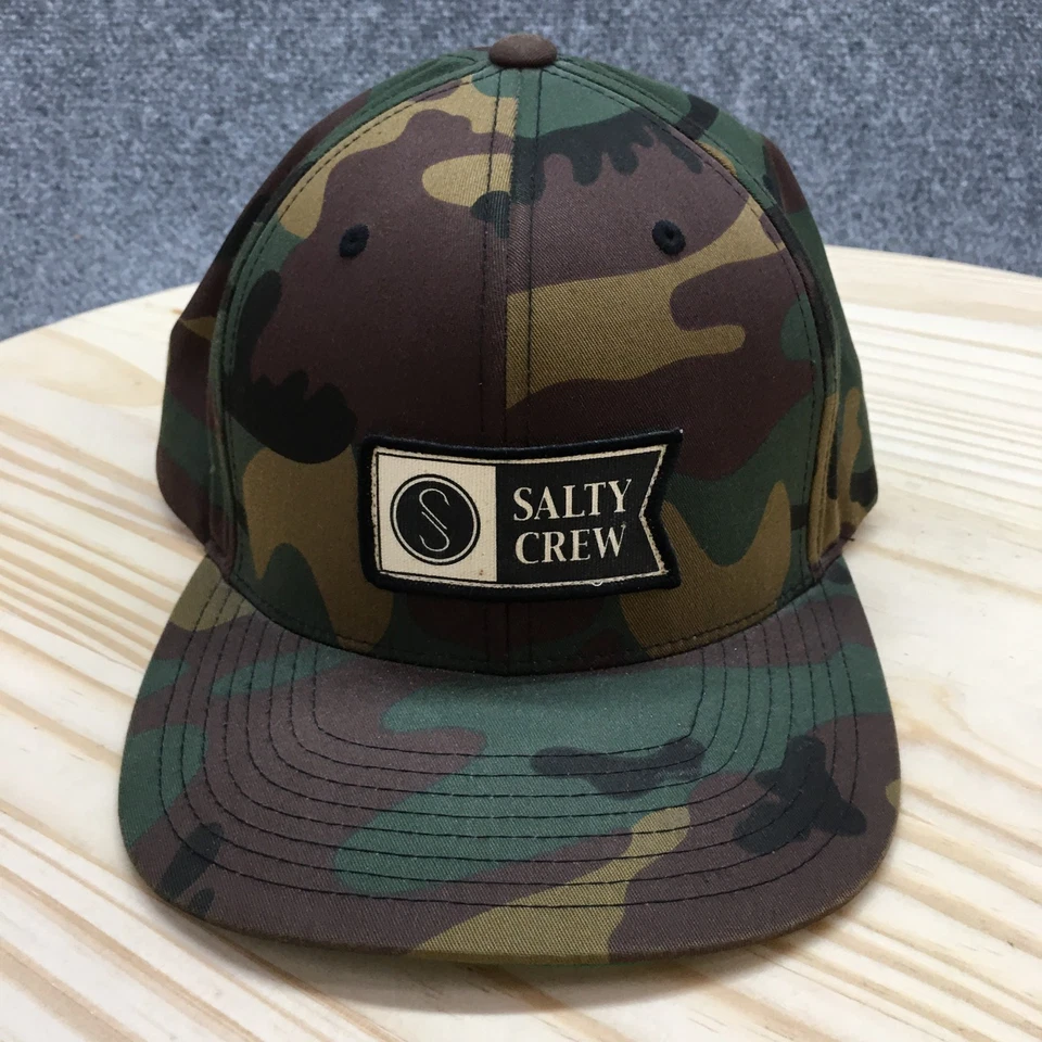 Sombrero Salt Crew Yupoong Snapback Unisex Marrón Camuflaje OSFA Ala Plana Ajustable Foto 2 de 4