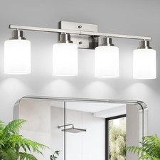 Bathroom Light Fixtures 4-Light Vanity Light Over Mirror Brushed Nickel Wall