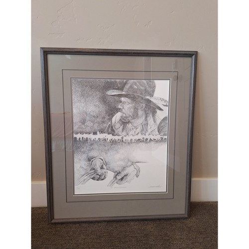 B Hugh McPeck The Horse Wrangler Signed Limited Edition Lithograph 50/100 Framed