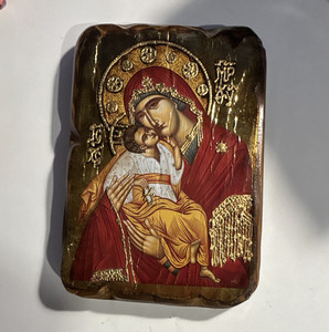 Macedonian Orthodox Christian Icon Hanging Plaque Madonna and Child Wall Decor