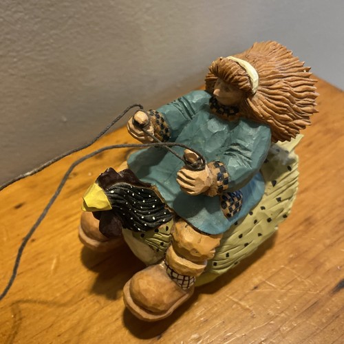 Vintage 1998 Williraye Studio Folk Art Ragazza Equitazione Pollo con Carrello - Foto 4 di 12