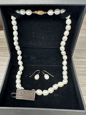 HONORA Pearl Necklace and earrings with 14k Y...