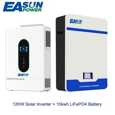Easun 12KW Solar Hybrid Inverter 48V Off Grid Split Phase +10kwh LiFePO4 Battery