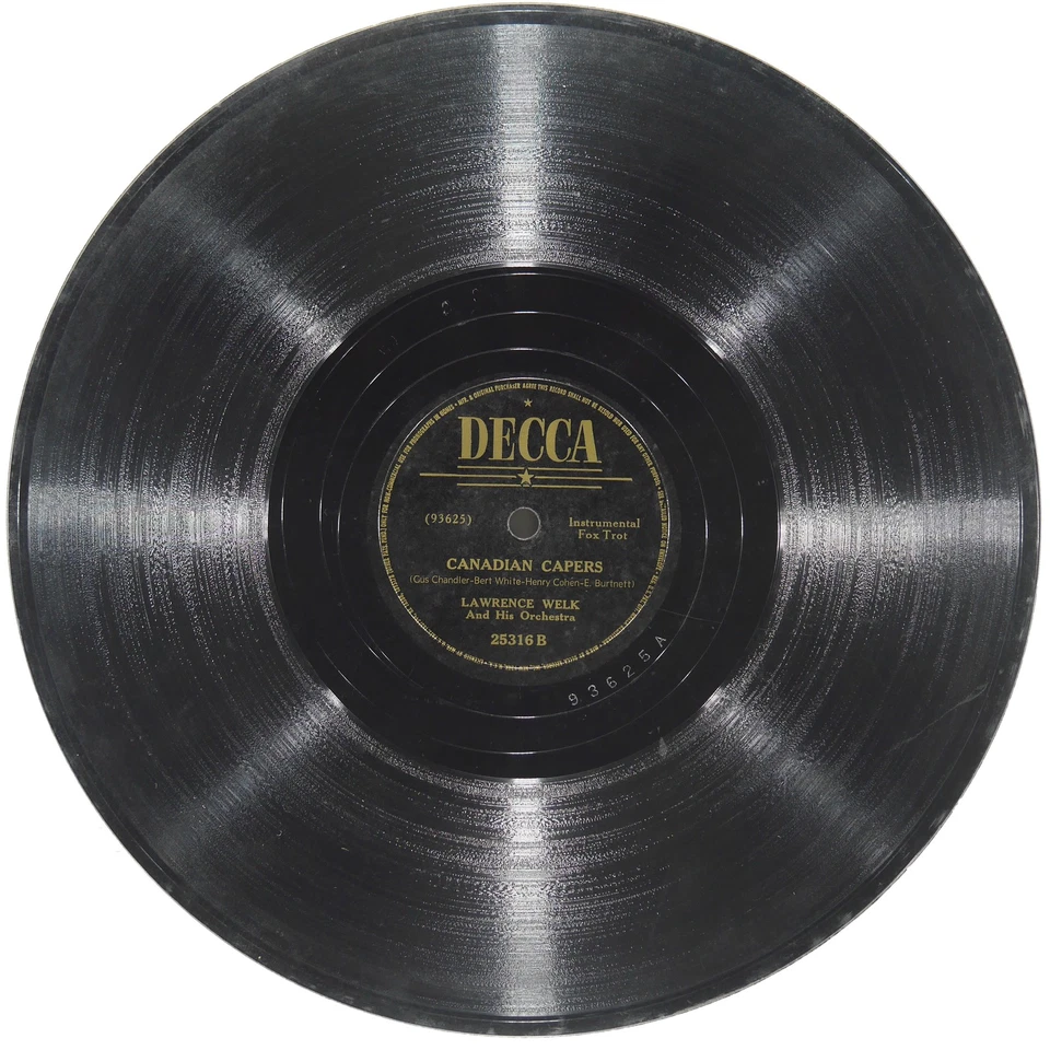 LAWRENCE WELK Back Home In Illinois / Canadian Capers DECCA 25316 VG 78 10" Pop - Image 4 of 4