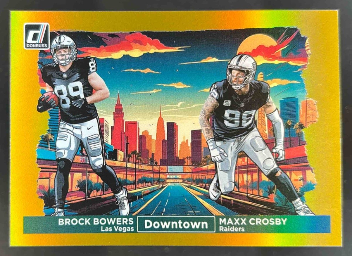 2024 Donruss Brock Bowers Maxx Crosby Horizontal Downtown! RC Gold #10/10