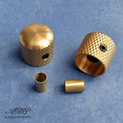 WD-MUSIC 2 Boutons Tele Dome Knobs Brass 18mm 1/4