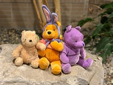 Walt Disney Purple / Easter Winnie The Pooh Bear Plush Stuffed Animal Lot - RARE