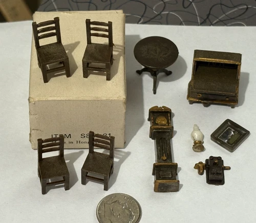 Vintage 1970s Mini Dollhouse 1/48 Scale Furniture Hong Kong Grandfather Clock