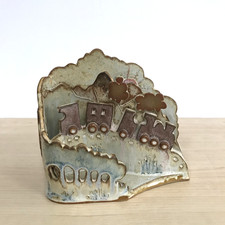 Train Landscape Scene Letter Rack Sculpture Annette Christopher Studio Pottery
