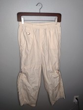 Wild Fable Women's Wide Leg Cargo Pants Large Ivory Y2K Utility Pull On QQ