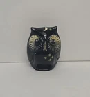 Fenton Art Glass Hand Painted Artist Signed 3" Black Owl Figurine Halloween
