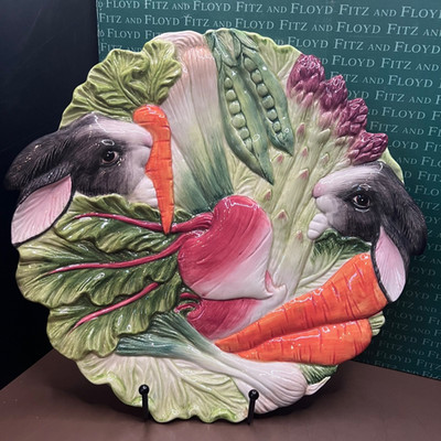FITZ & FLOYD Kensington Garden Canape Plate Rabbits & Carrots NEW in Box