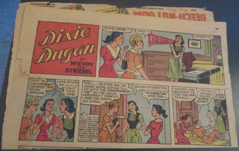 Vintage Comic Strip Dixie Dugan Sunday  w/Miami University  Oxford, Ohio setting
