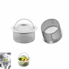 3" Kitchen Sink Strainer, 2-Pack Fine Mesh Basket - Catches Food Waste, Hair ...