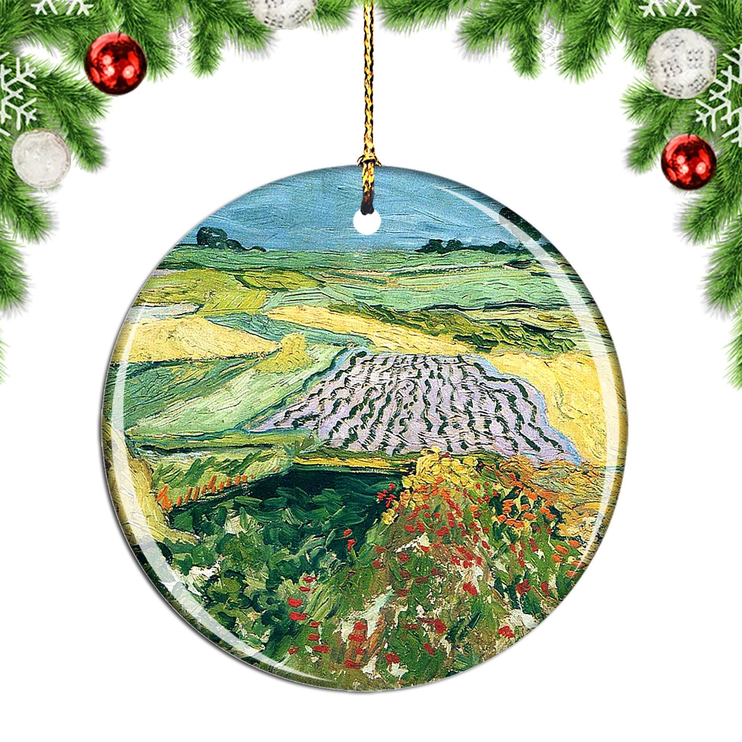 Van Gogh Wheatfields Painting Christmas ornament city travel souvenir