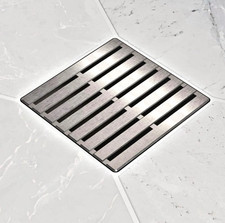Ebbe America E4811-BN PARALLEL 4" Unique Square Drain Cover - Brushed Nickel