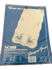 Vogart Crafts Scarf Kit Embroidery or Painting Butterflies stamped goods 8715A