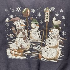VTG 80s Holiday Christmas Snowman Snow Crewneck Sweatshirt Sz XL USA Navy Blue
