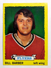 1973 - 1974 BILL BARBER TOPPS HOCKEY ROOKIE CARD NHL VINTAGE # 81 FLYERS RETRO