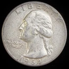 90% Silver 1964 Washington Quarter  - F25F