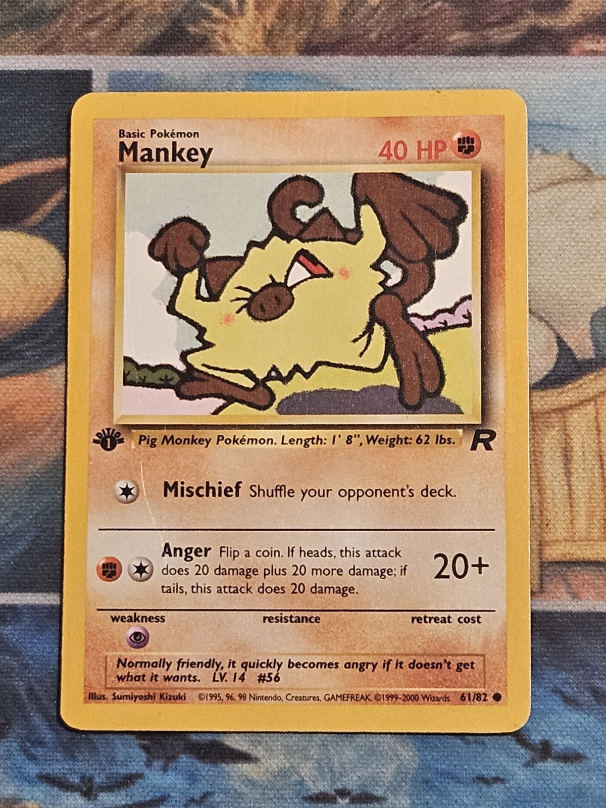 Mankey 61/82 - 1st Edition Team Rocket Vintage Pokemon Card - NM