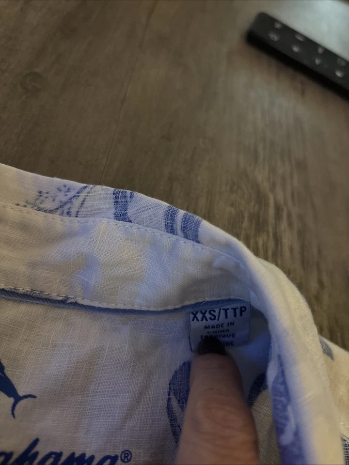 Camisa Tommy Bahama 100% Lino Abotonada Manga Larga Estampado de Flores Tropicales XXS Foto 4 de 4