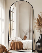 71" Arched Full Length Floor Mirror - Stylish Black Body Mirror