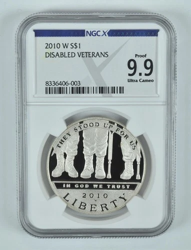 2010-W Disabled Veterans Commemorative Silver Dollar Proof 9.9 UCAM NGC X