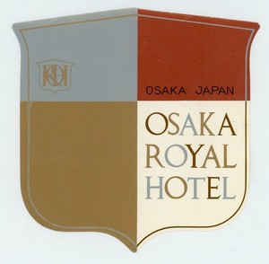 Osaka Royal Hotel Japan Vintage Luggage Label Shield Crest Mid-Century Ephemera