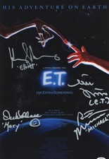 E.T. The Extra Terrestrial Cast Autographed 12x18 Movie Poster Exact Proof ACOA