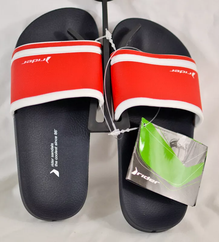 kids unisex Rider slides size 1 black red cushioned molded insole