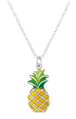 Yellow 3D Pineapple Pendant Necklace for Women