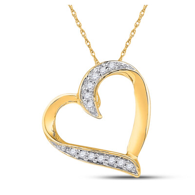 L U DIAMANTEN 10K Gelbgold Diamant Herz Anhänger 1/20 ct