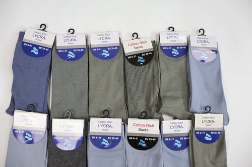 12 Paar dünne baumwollreiche Herrensocken blau grau 6 - 11 - Bild 3 von 6