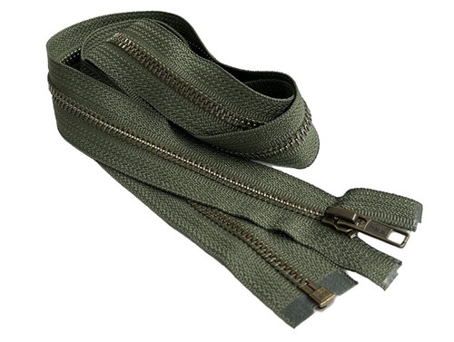 YKK #5 Antique Brass Medium Weight Metal Jacket Zipper Separating 19" or 20" - Picture 2 of 39