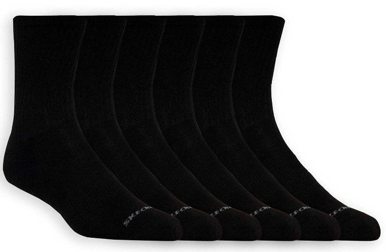 6x Skechers Cushioned Crew Socks Black & White Men\'s 6-12 Women 10-13 | eBay