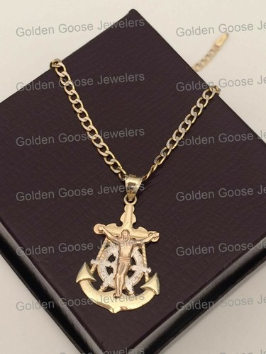 Real 10k Gold Cross Crucifix Anchor 