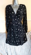 Nasty Gal Black/Silver wraparound long sleeved dress Size 8 Excellent Condition