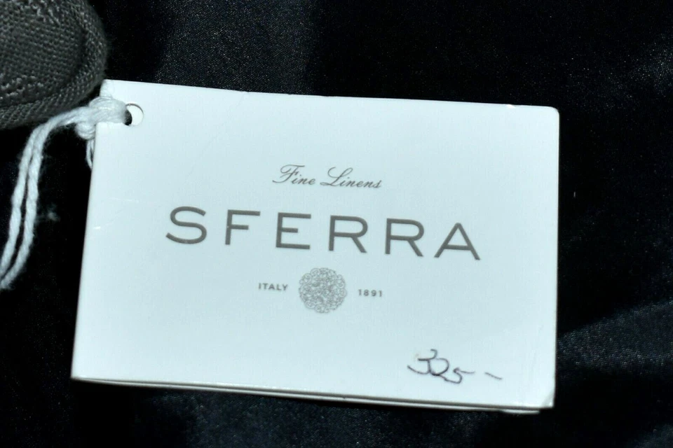 Sferra Gray Silver Throw Pillow Decorative 100% Linen  Feather Insert 20"x20"NEW - Image 3 of 4