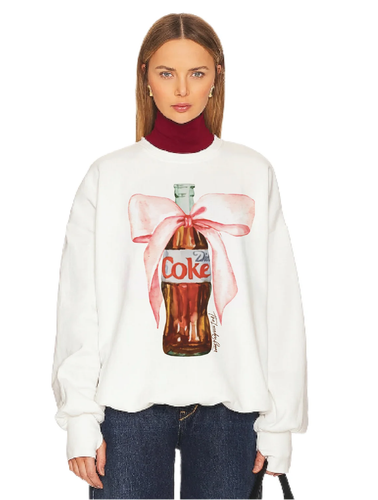 NEW! NWT THE LAUNDRY ROOM Diet Coke Bow Short Jumper Sweatshirt White Size XS - Picture 2 of 5