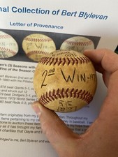 Bert Blyleven Game-Used Hand-Written Stat Baseball (Blyleven LOA)