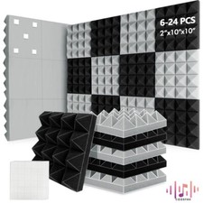 Sound Absorbing Wall Panel 6/12/24Pcs Acoustic Foam Self Adhesives Decor Studio