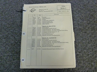 Manitowoc 2250 Series 1 Crawler Crane Specifications Lifting Capacities Manual