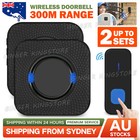 Wireless Door Bell Chime Waterproof Doorbell 2 Plugin Receivers 300M Long Range