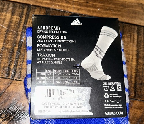 Adidas Men Speed Mesh Crew Socks Bold Blue And Red Aeroready XL - Picture 4 of 4