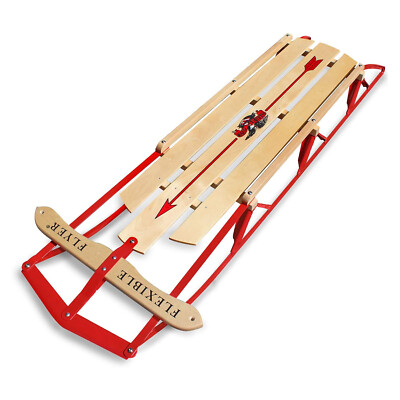 Flexible Flyer Metal Runner Steel/Wood 60'' Snow Sled for Kids, Red (Open Box)