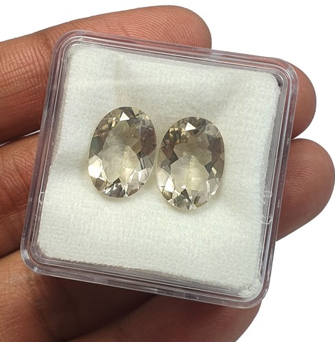 Par de gemas sueltas de cuarzo ahumado natural corte ovalado a juego calidad AAA 14x10 mm 9,68 - Imagen 3 de 9