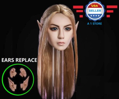 【IN STOCK 】1/6 Fairy Elf Female Head Sculpt Detachable Ears PALE For 12'' PHICEN