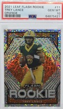 💥TREY LANCE ROOKIE 2021💥LEAF FLASH ORANGE ROOKIE💥GRADED PSA 10💥LE #7/10🔥🔥